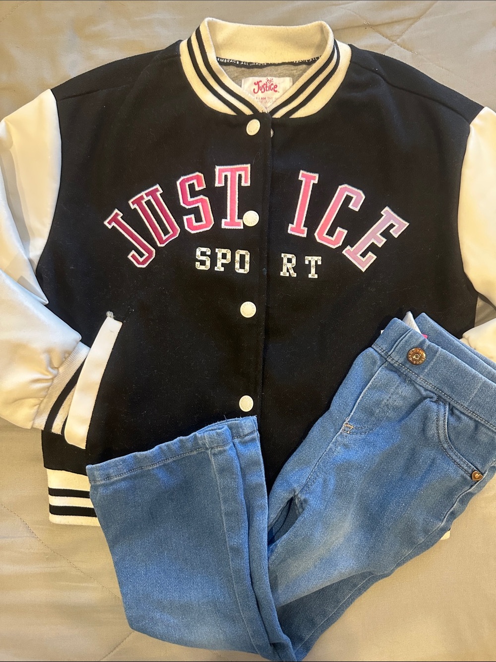 Justice Sport Jacket Varsity Black White